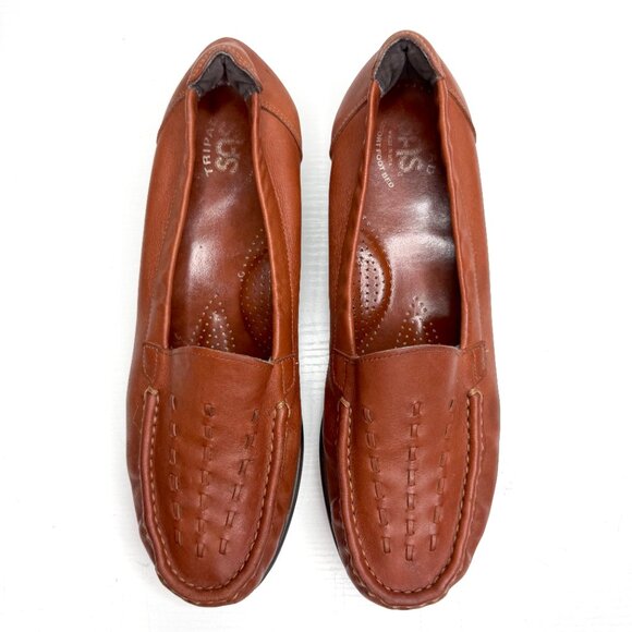 SAS Weave Wedge Comfort Non Slip Leather Moccasin Loafers Womens 9.5 M Brown - Picture 7 of 9